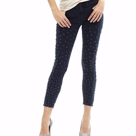 Hudson Jeans - size 26 Nico Midrise Ankle Black w/ hole pattern design down leg - Picture 1 of 12